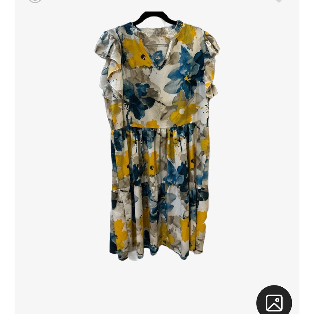 Floral Ruffle Sleeve Mini Dress – Size L (SHEIN)